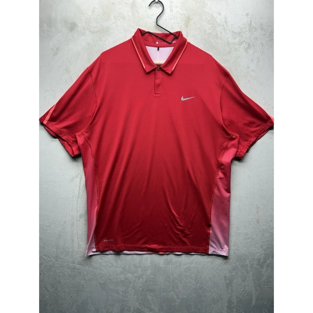 Nike Tiger Woods Collection TW Red Glow Polo Golf Shirt Men XL 639822-657 DriFit